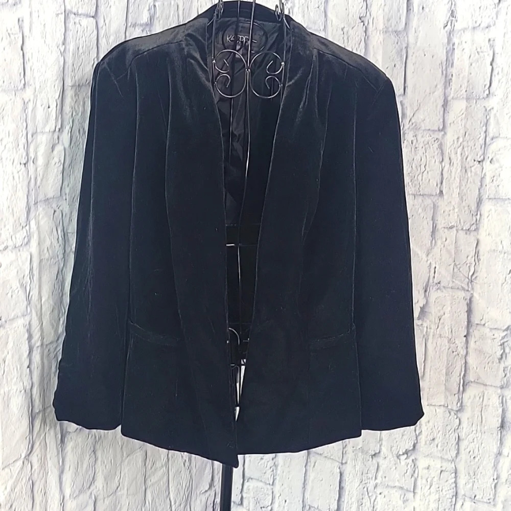 KASPER Black Velveteen Jacket Size 16